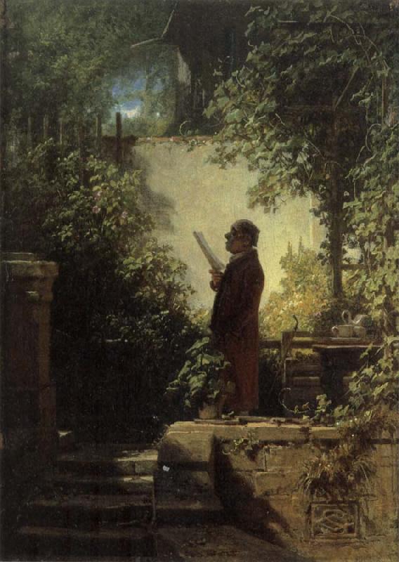 Carl Spitzweg Man Reading the Newspaper in His Garden